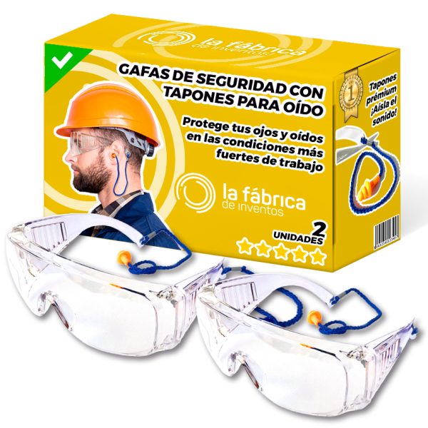 2 uds Gafas Proteccion Trabajo con Tapones Oidos Incorporados - La