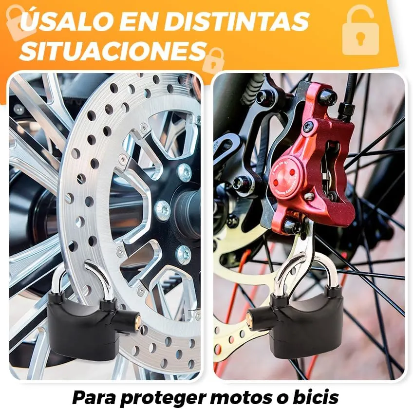  Candado moto con alarma de 110 db La Fabrica de Inventos