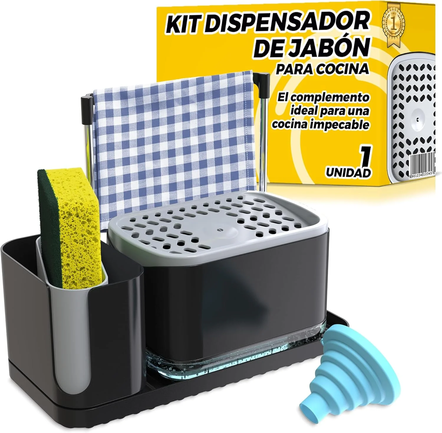 dispensador jabón cocina negro La Fabrica De Inventos