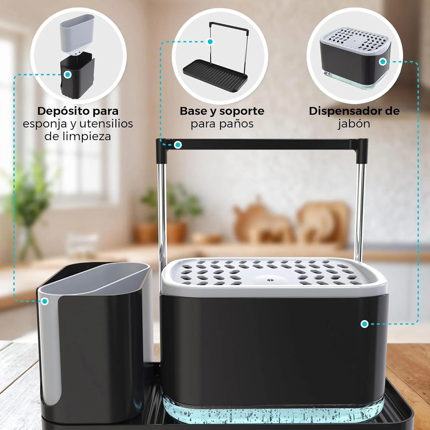 dispensador jabón cocina negro La Fabrica De Inventos