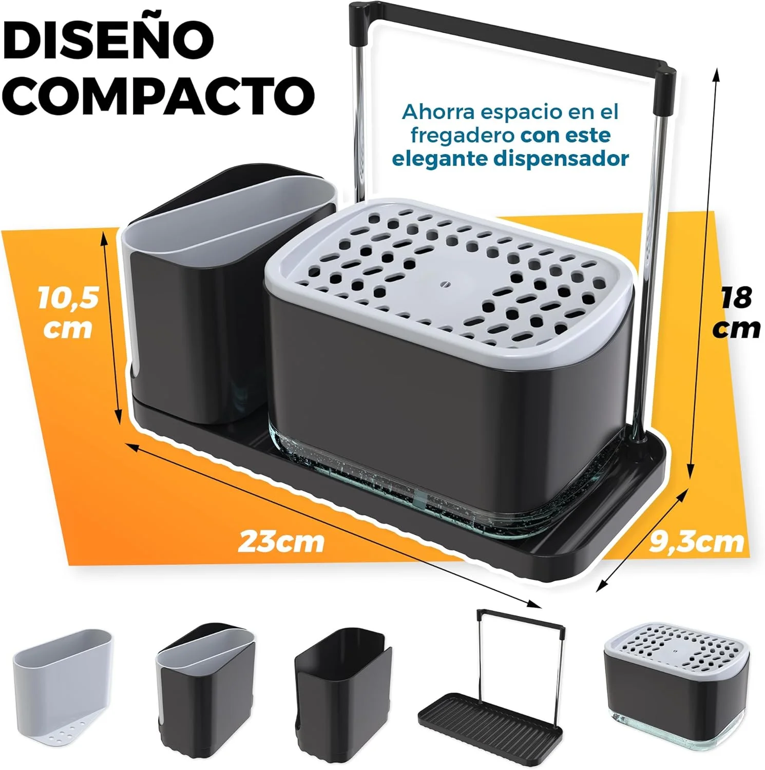  dispensador jabón cocina negro La Fabrica De Inventos