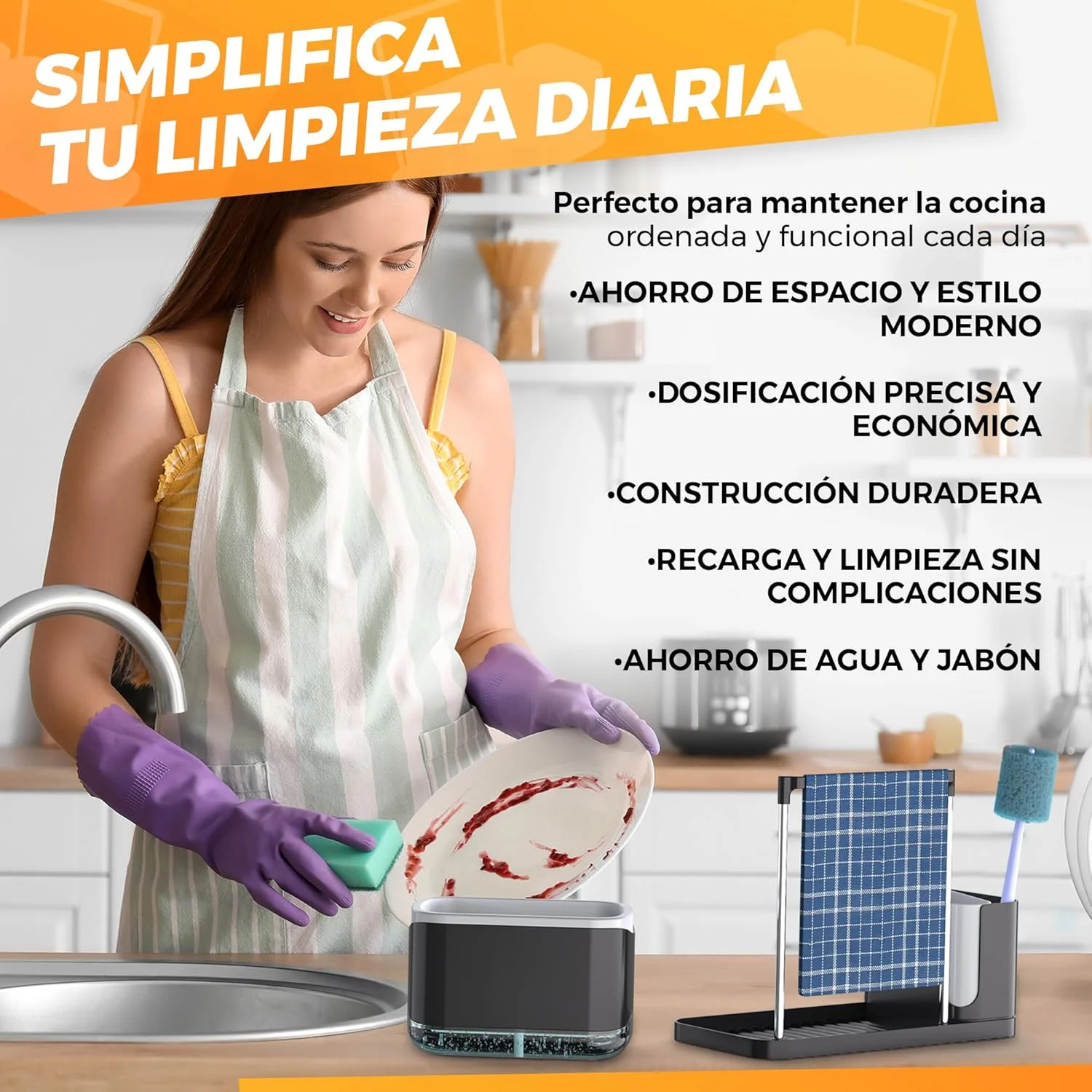  dispensador jabón cocina negro La Fabrica De Inventos