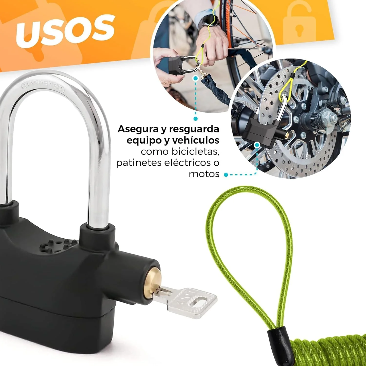  Candado Moto con Alarma La Fabrica De Inventos