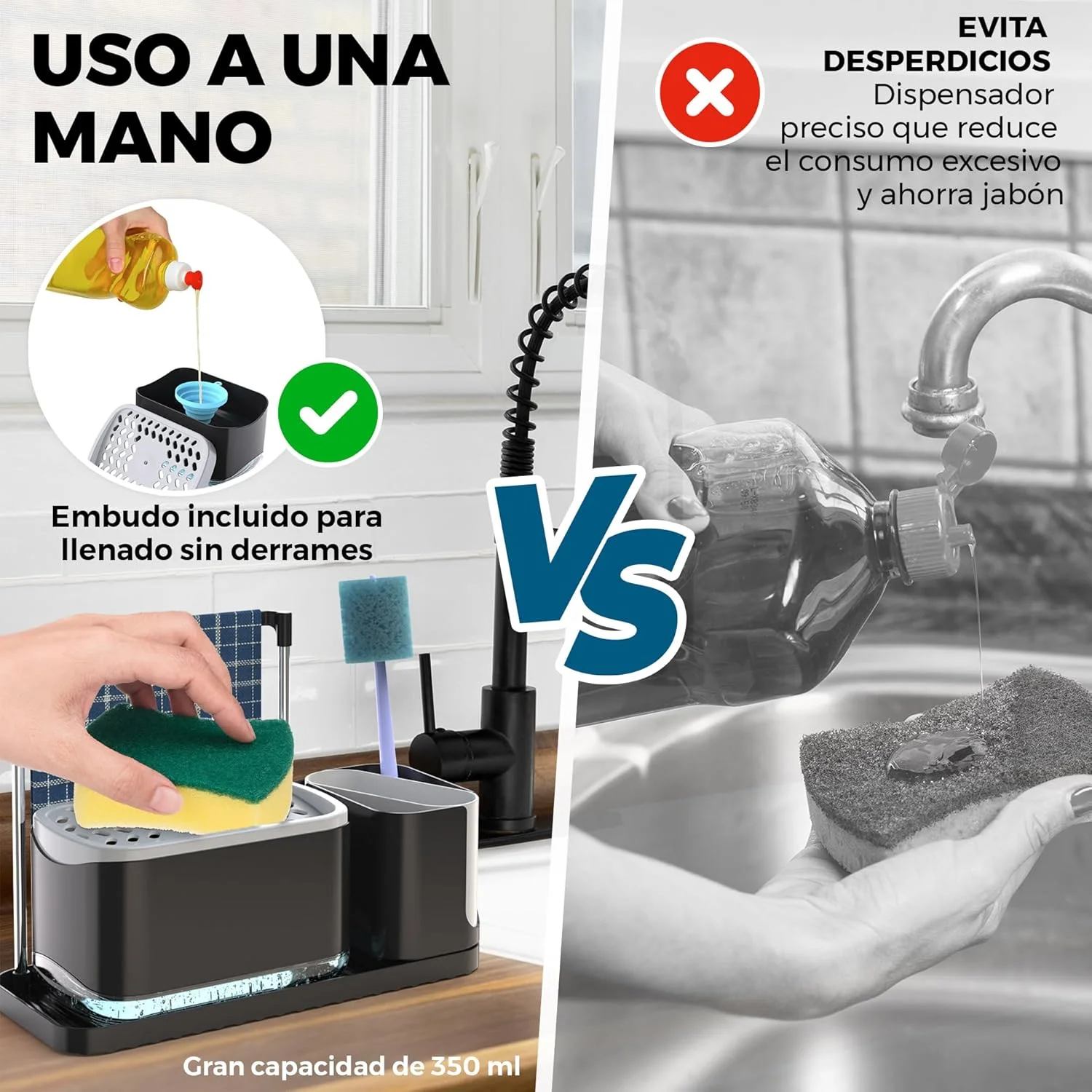  dispensador jabón cocina negro La Fabrica De Inventos