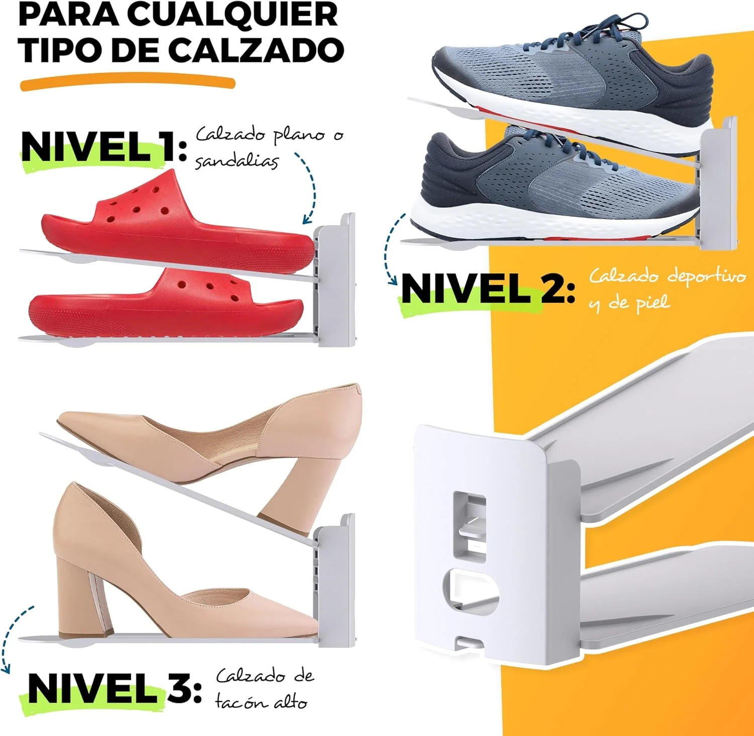  Organizadores de Zapatos Ajustable Blanco La Fabrica De Inventos