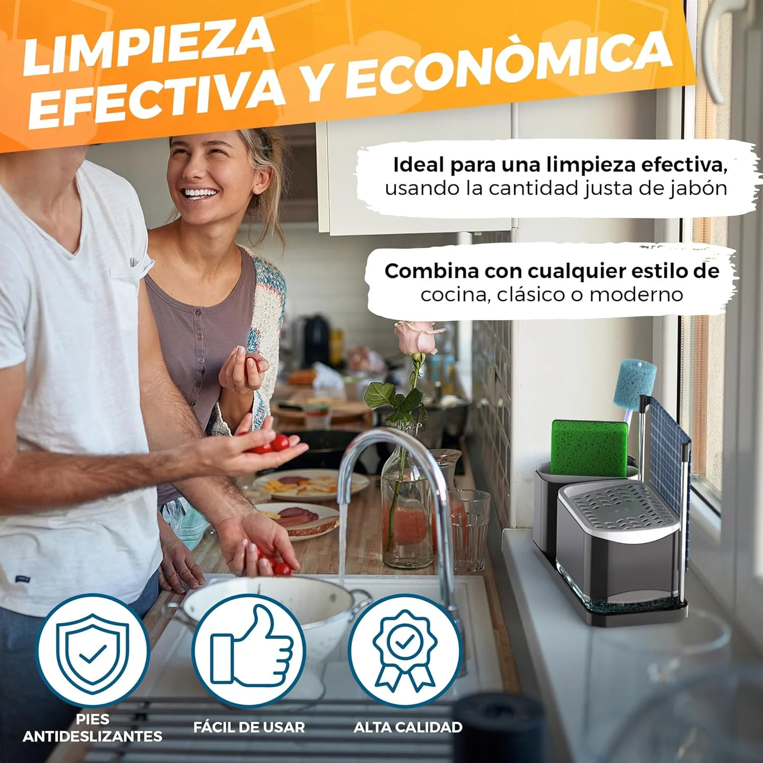  dispensador jabón cocina negro La Fabrica De Inventos