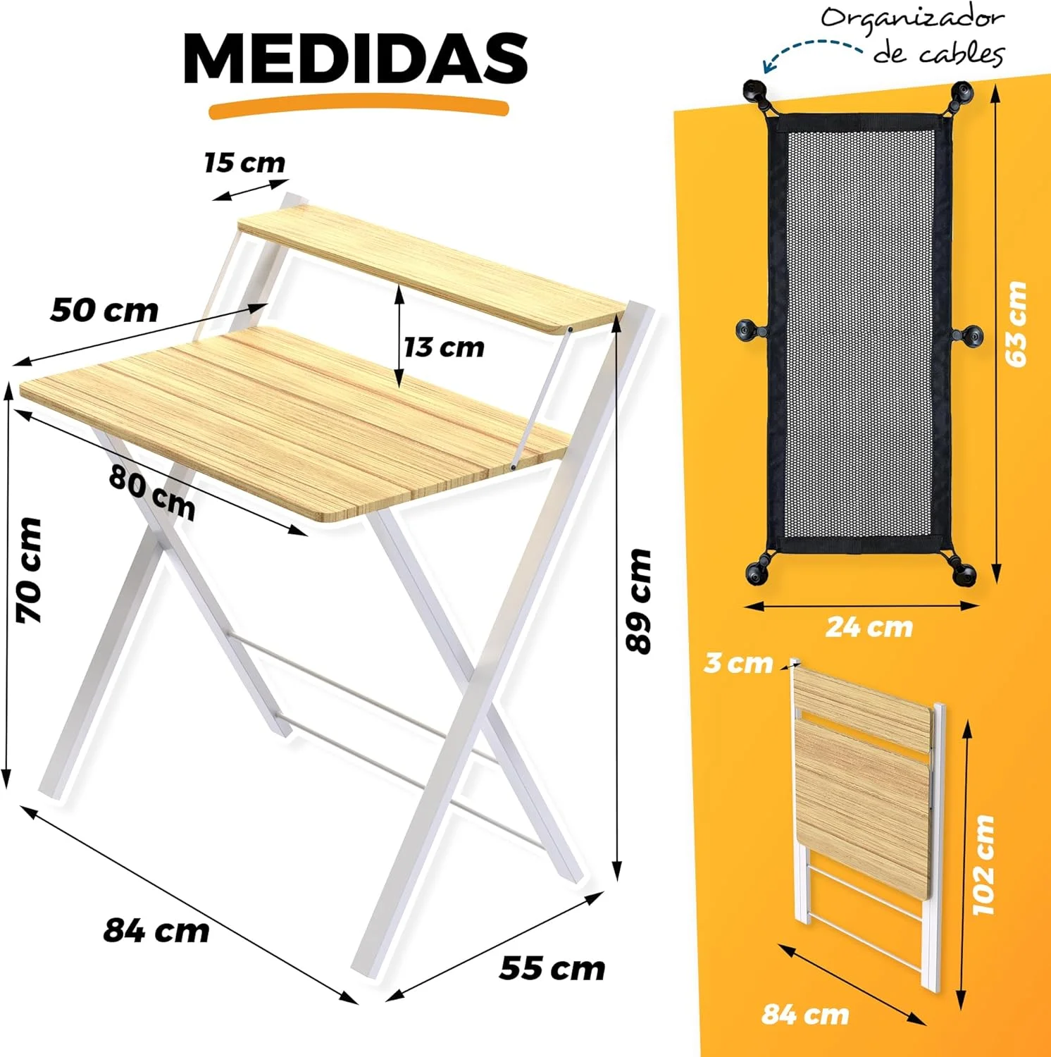  escritorio plegable con estante para monitor La Fabrica De Inventos