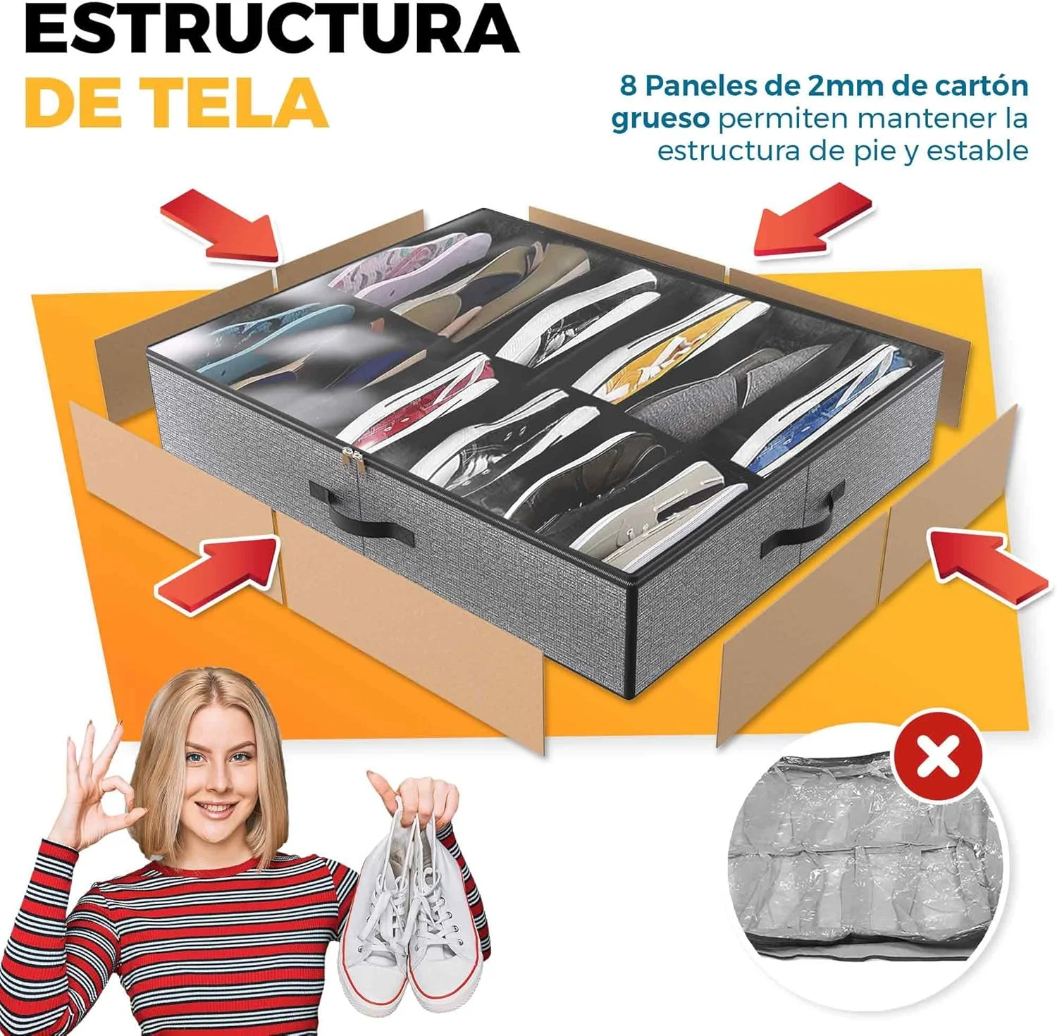  Zapatero Bajo Cama de Tela La Fabrica De Inventos