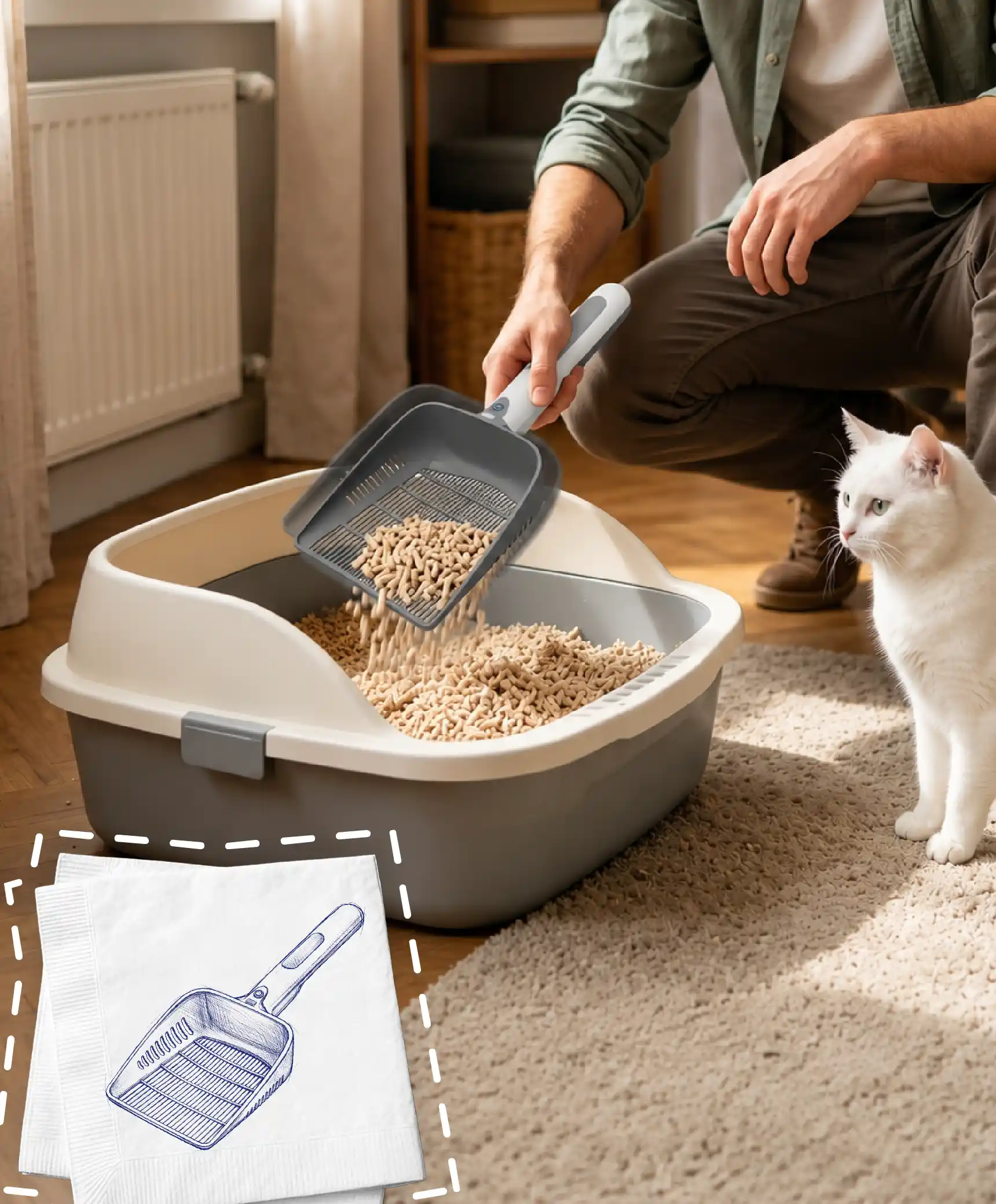 Dispositivo vibratorio para recogida de arena para gatos